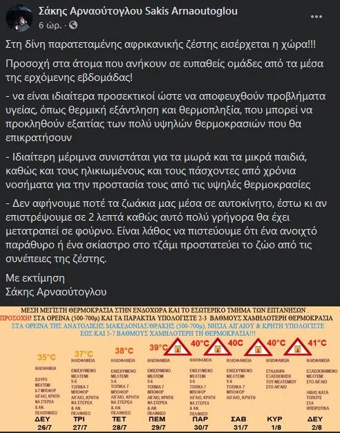 ανάρτηση Αρναούτογλου για καιρό