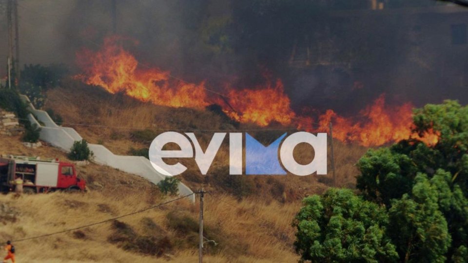 Η μάχη της Πυροσβεστικής για να ελέγξει το μέτωπο / Φωτογραφία: evima.gr