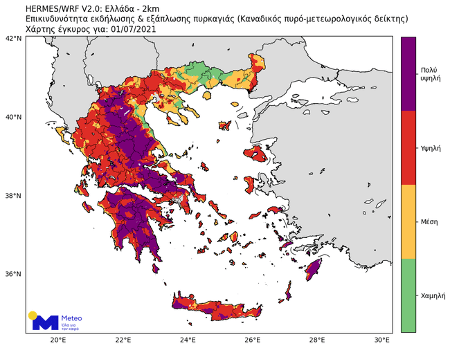 καύσωνας χάρτης του meteo