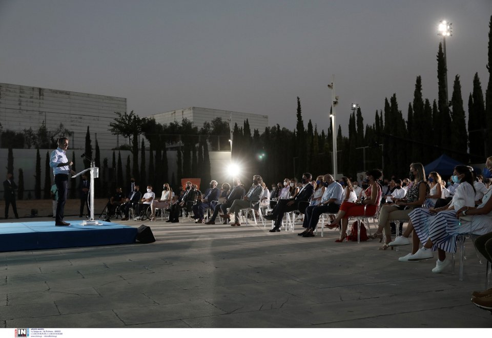 Ο Κυριάκος Μητσοτάκης στην ομιλία του για την ανάπλαση του ΟΑΚΑ