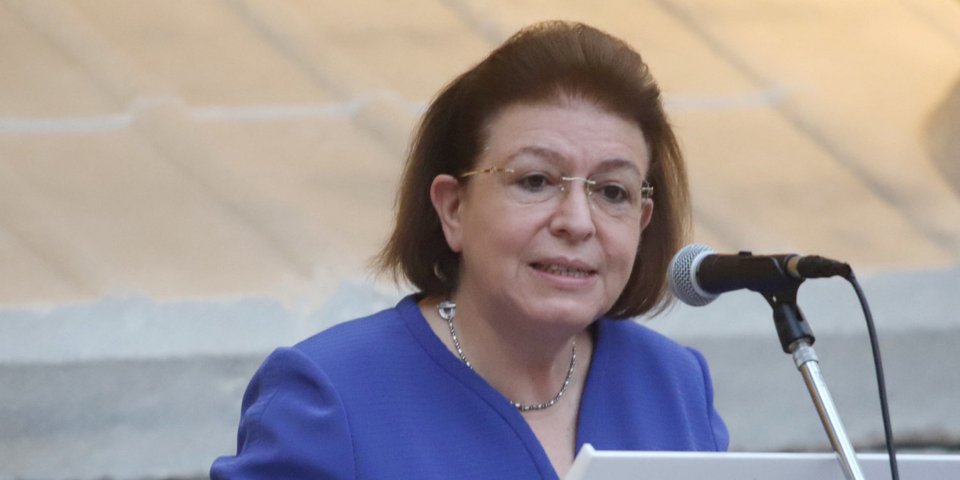 H Λίνα Μενδώνη κατά τη διάρκεια ομιλίας της / Φωτογραφία: Ευρωκίνηση- ΚΩΝΣΤΑΝΤΙΝΙΔΗΣ ΓΙΩΡΓΟΣ