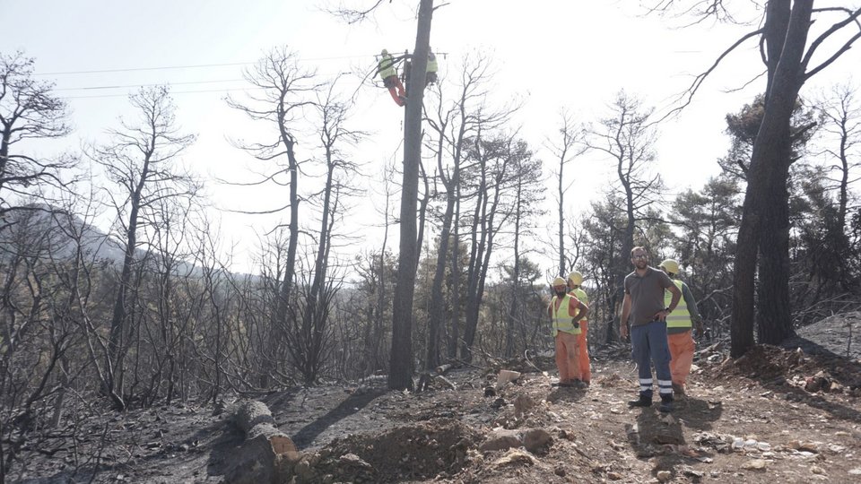 Τα συνεργεία στη μάχη της αποκατάστασης ηλεκτροδότησης / Φωτογραφία: ΔΕΔΔΗΕ 