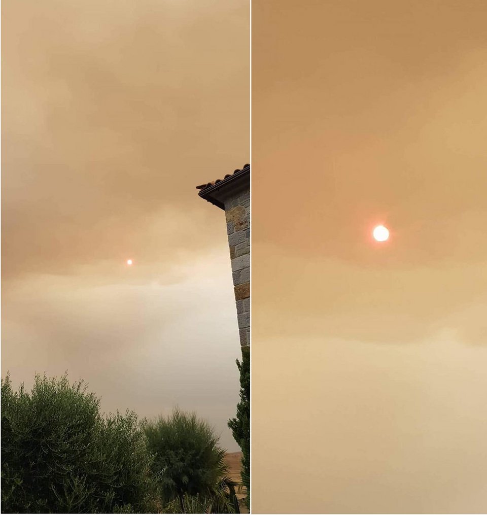 καπνός από φωτιά στην Εύβοια σε Λήμνο