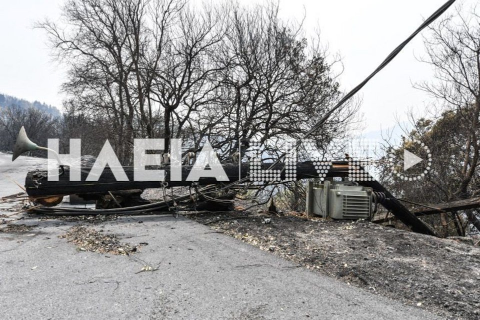 Καταστροφές και στο δίκτυο ηλεκτροδότησης / Φωτογραφία: ilialive.gr