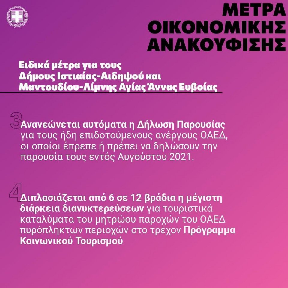 Μέτρα στήριξης για τα νοικοκυριά της Βόρειας Εύβοιας που επλήγησαν από τις πυρκαγιές