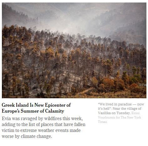 Το δημοσίευμα της nytimes για τη φωτιά στην Εύβοια