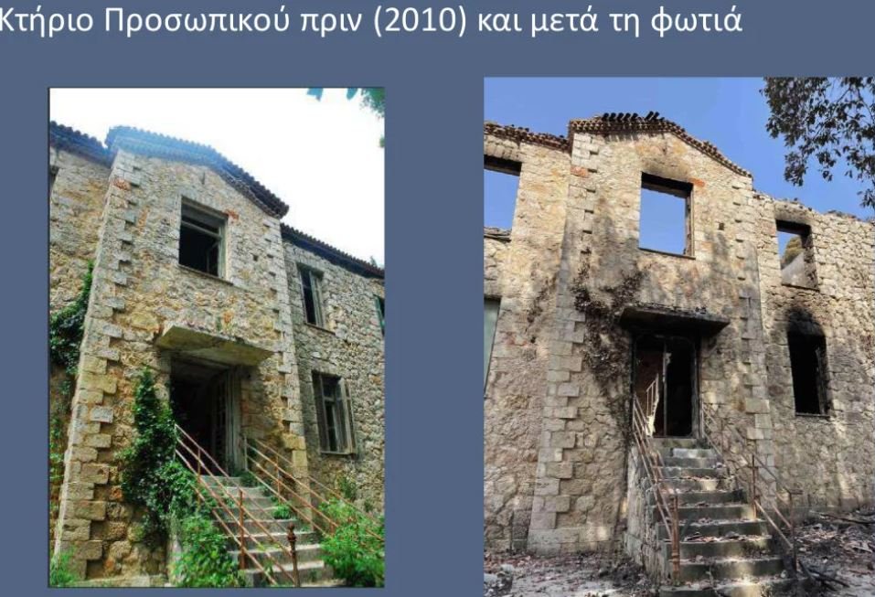 To κτίριο του Προσωπικού πριν και μετά τη φωτιά / Eurokinissi
