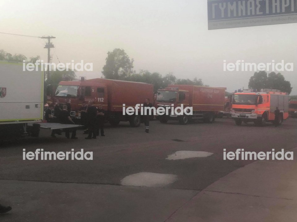 Στο Δημοτική Στάδιο Πύργου η γερμανική αποστολή πυροσβεστών/ Φωτογραφία: iefimerida.gr