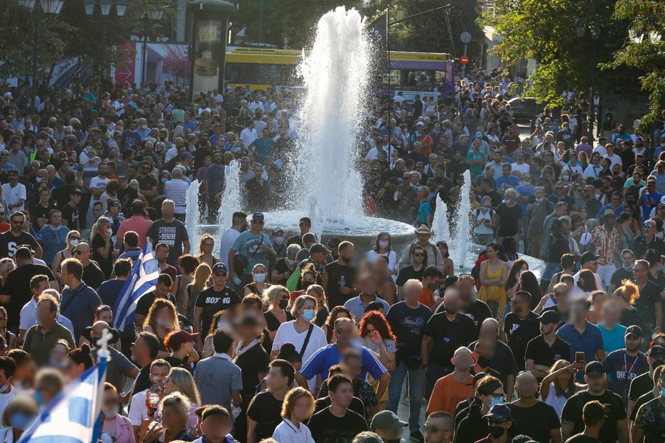 συγκέντρωση αντιεμβολιαστών στο Σύνταγμα