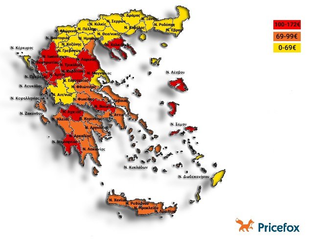 πίνακας σύγκρισης τιμών ασφαλιστηρίων αυτοκινήτου ανά δήμο