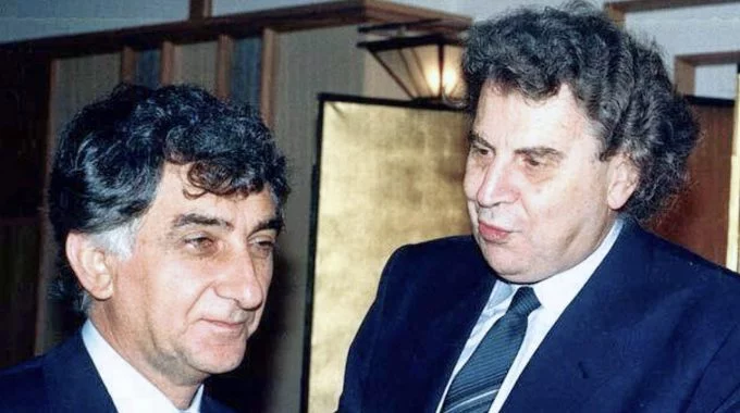 Ο Ανδρέας Λεντάκης και ο Μίκης Θεοδωράκης το 1997