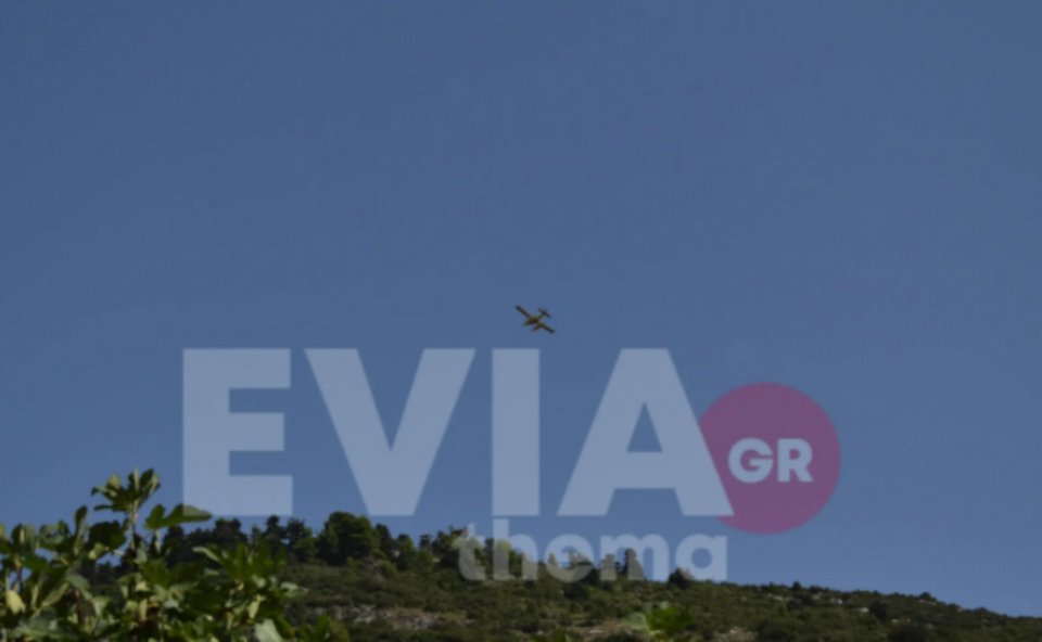 Στην επιχείρηση συμμετέχουν και εναέρια μέσα / Φωτογραφία: eviathema.gr
