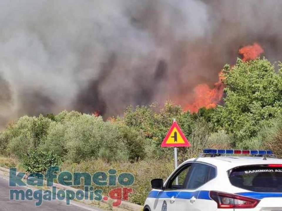 Πυκνοί καπνοί από τη μεγάλη φωτιά / Φωτογραφία: kafeneio-megalopolis.gr