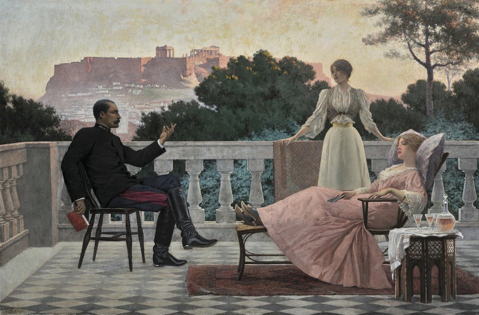 Στην ταράτσα, του Ιάκωβου Ρίζου, 1897, λάδι σε μουσαμά / Εθνική Πινακοθήκη
