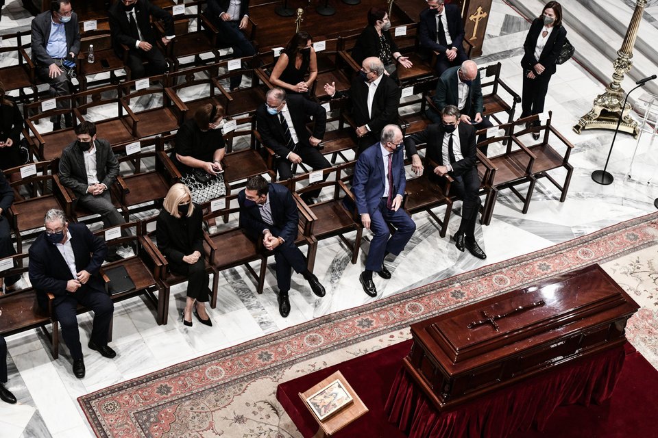 πολιτικοί αρχηγοί κηδεία Θεοδωράκη