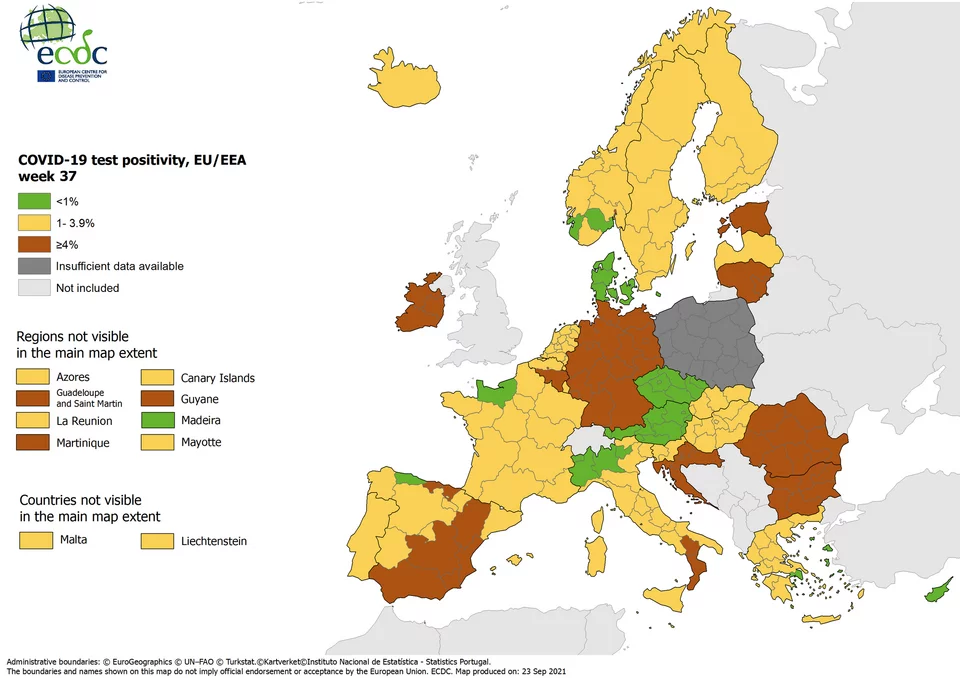 Ο δείκτης θετικότητας στην Ευρώπη