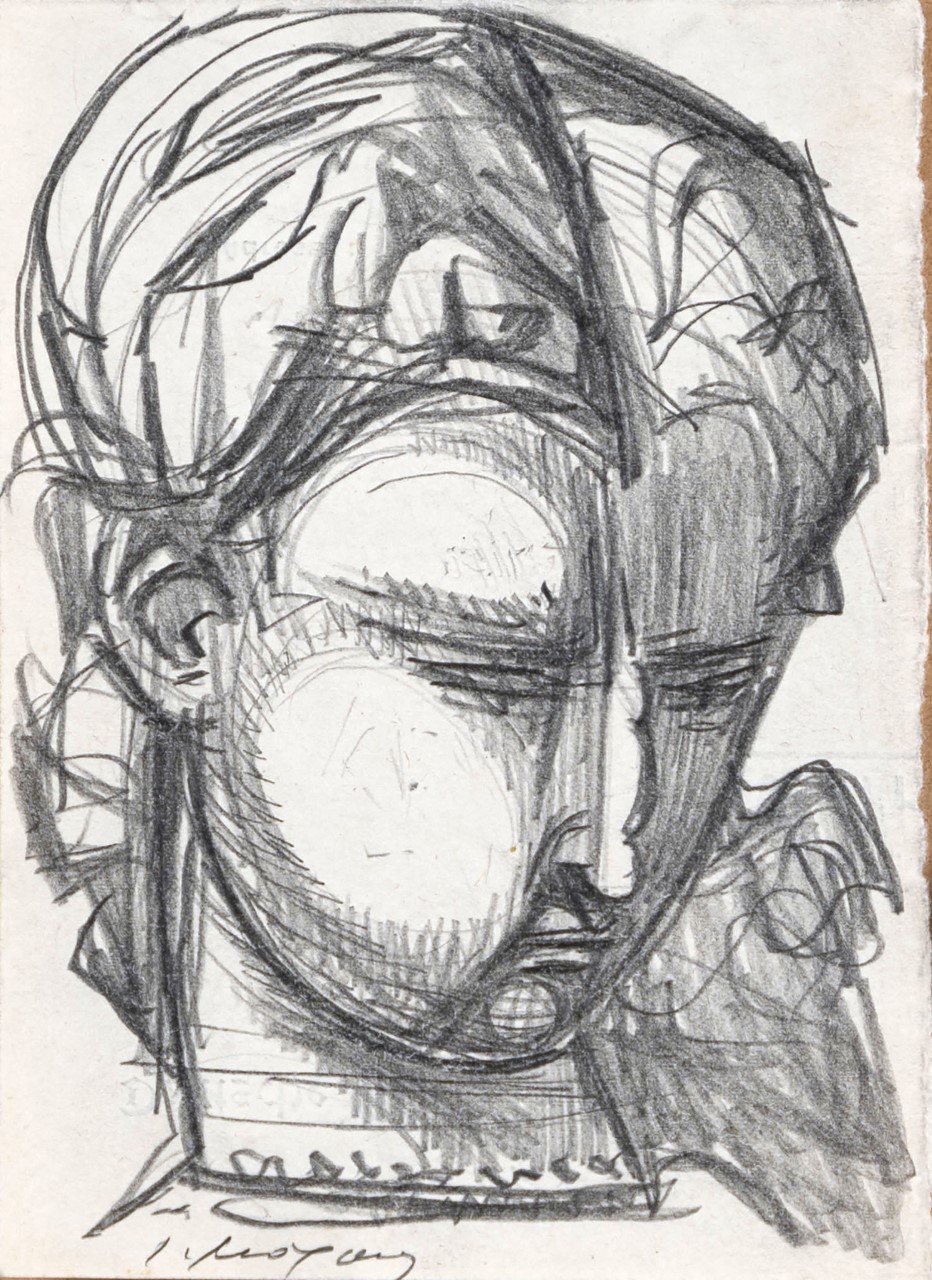 Γιάννης Μόραλης (1916-2009) Κεφάλι κοριτσιού, μολύβι σε χαρτί, €1.000-1.500