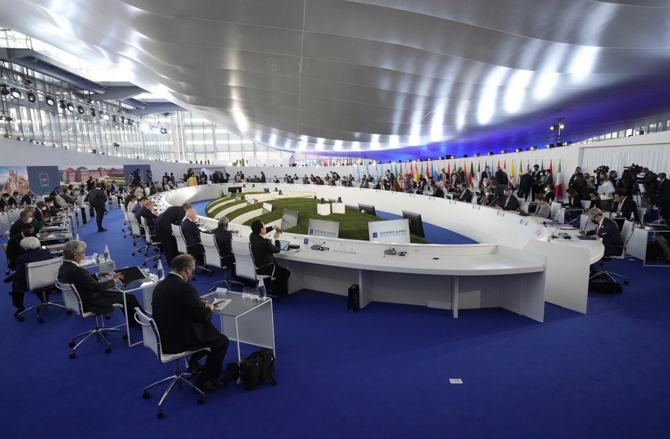 Γενική άποψη της Συνόδου Κορυφής της G20 στο εκθεσιακό κέντρο La Nuvola της Ρώμης