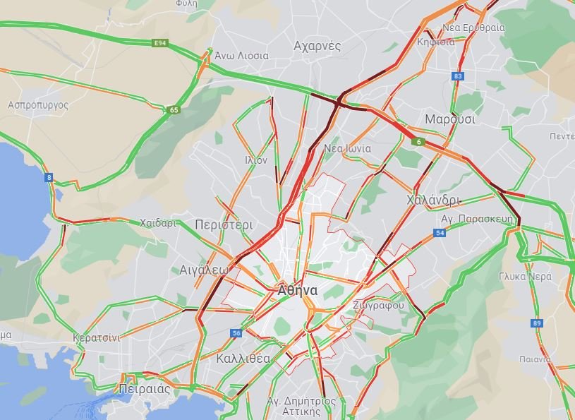 «Κοκκίνησε» ο χάρτης / Φωτογραφία: google maps