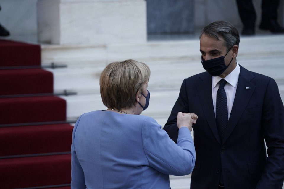 Η Ανγκελα Μέρκελ και ο Κυριάκος Μητσοτάκης / Φωτογραφία: SOOC