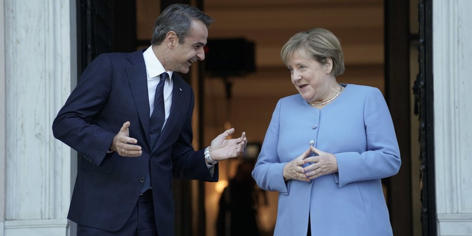 Η Ανγκελα Μέρκελ και ο Κυριάκος Μητσοτάκης / Φωτογραφία: SOOC