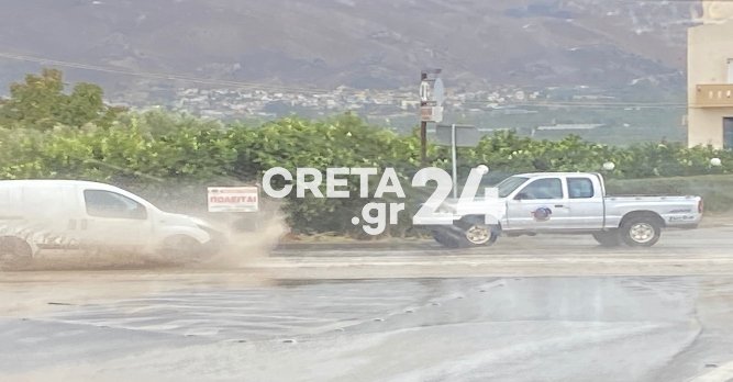 πλημμυρισμένοι δρόμοι Ηράκλειο Κρήτη