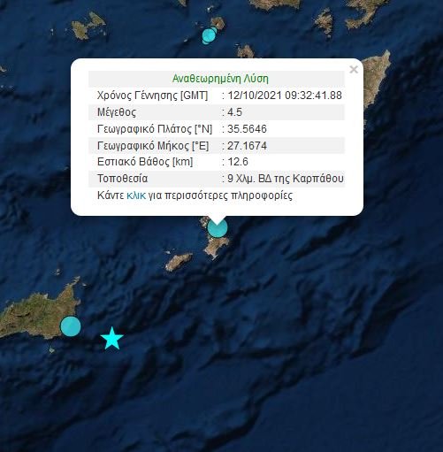 σεισμός Κάρπαθος 12/10/2021
