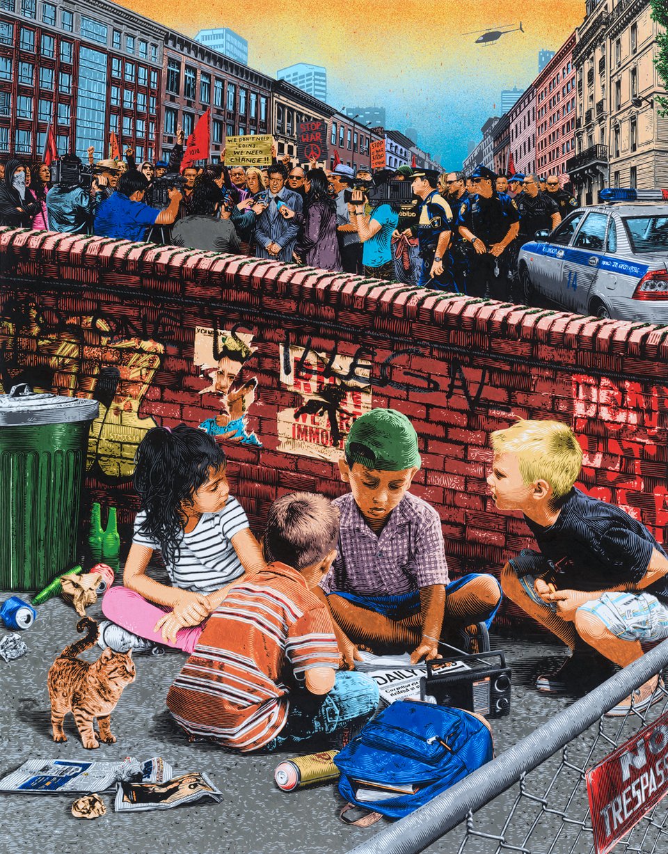 Έργο «We need a plan»- Acrylics and spraypaint on canvas, 150x116 cm © STMTS 2018