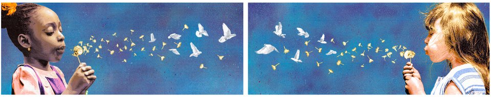 Έργο «Winds of peace»- Diptych - Acrylics and spraypaint on canvas, 39x100cm © STMTS 2020