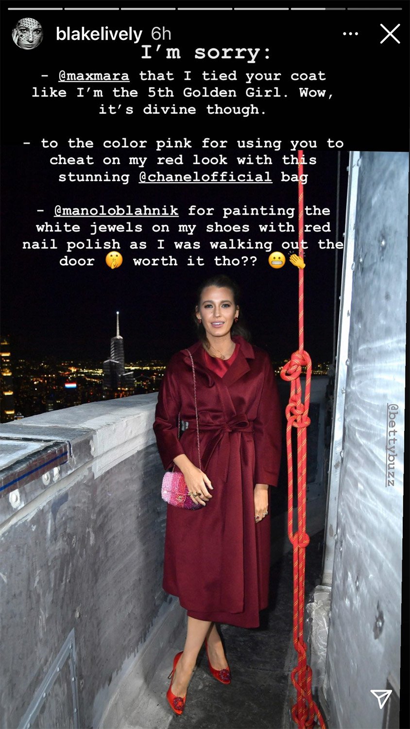 Το Instastory της Μπλέικ Λάιβλι για το χθεσινό της λουκ