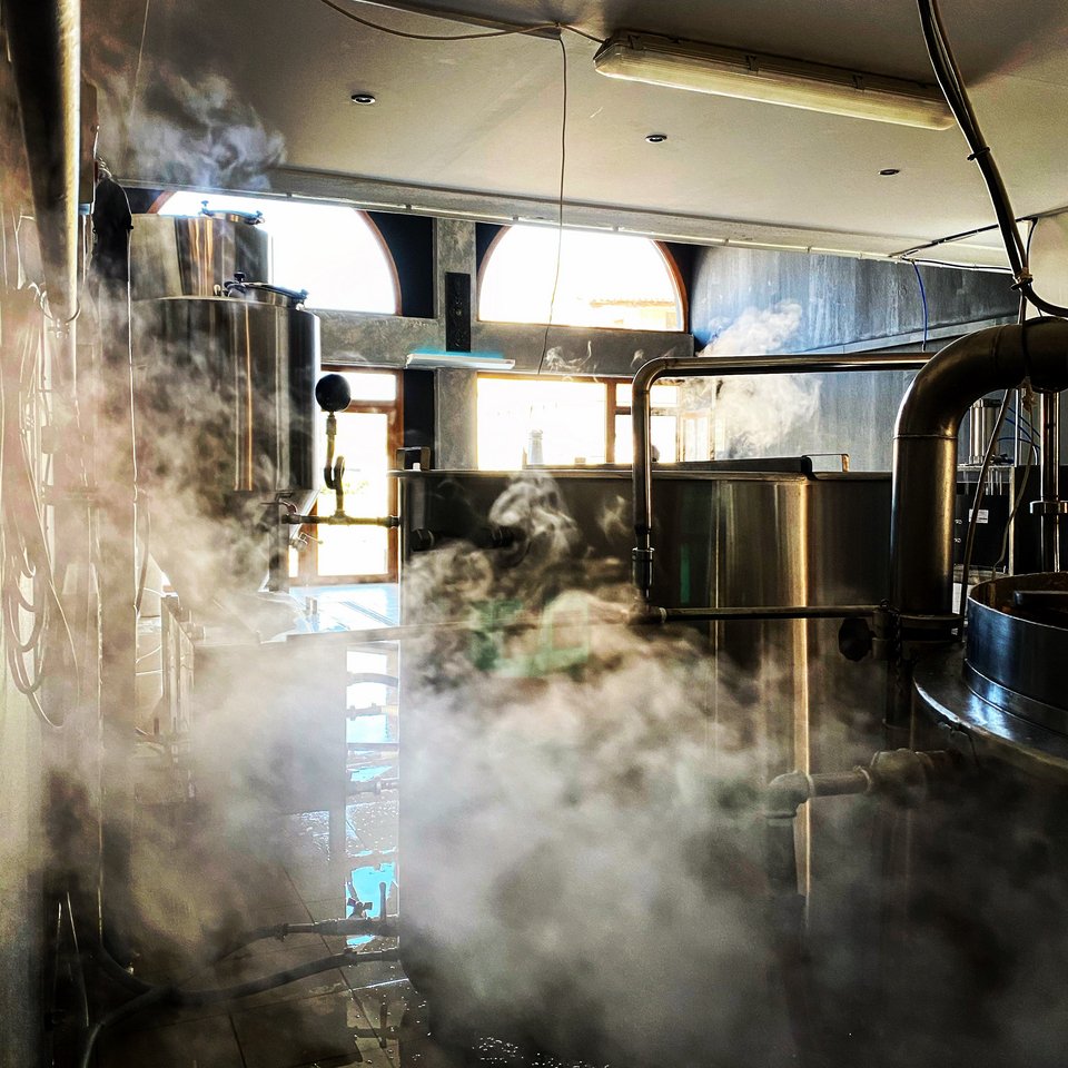 The smell of beer fermentation fills the brewery of Demetris Stathoris in Halkidiki, all is ready for bottling