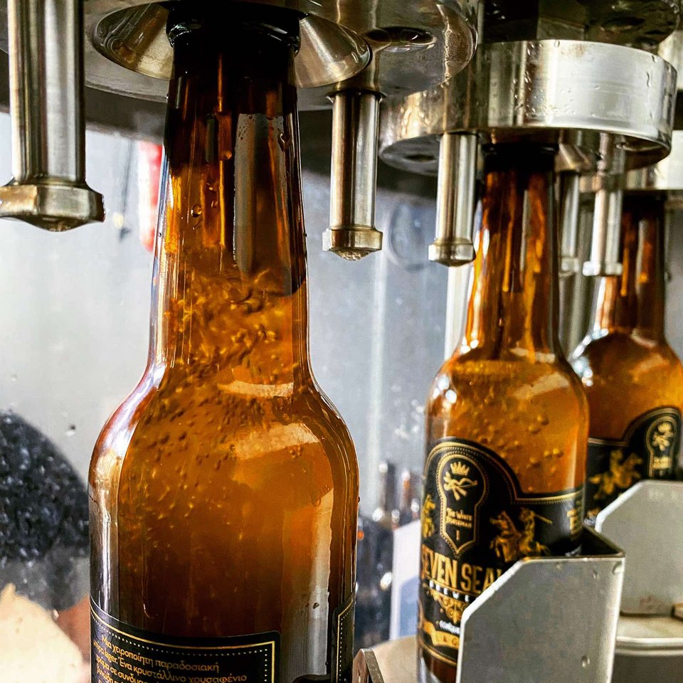 A beer brewed in Halkidiki, labelled with the Apocalypse seven seals