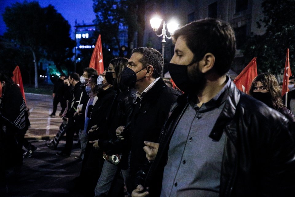 Ο Αλέξης Τσίπρας στην πορεία του Πολυτεχνείου