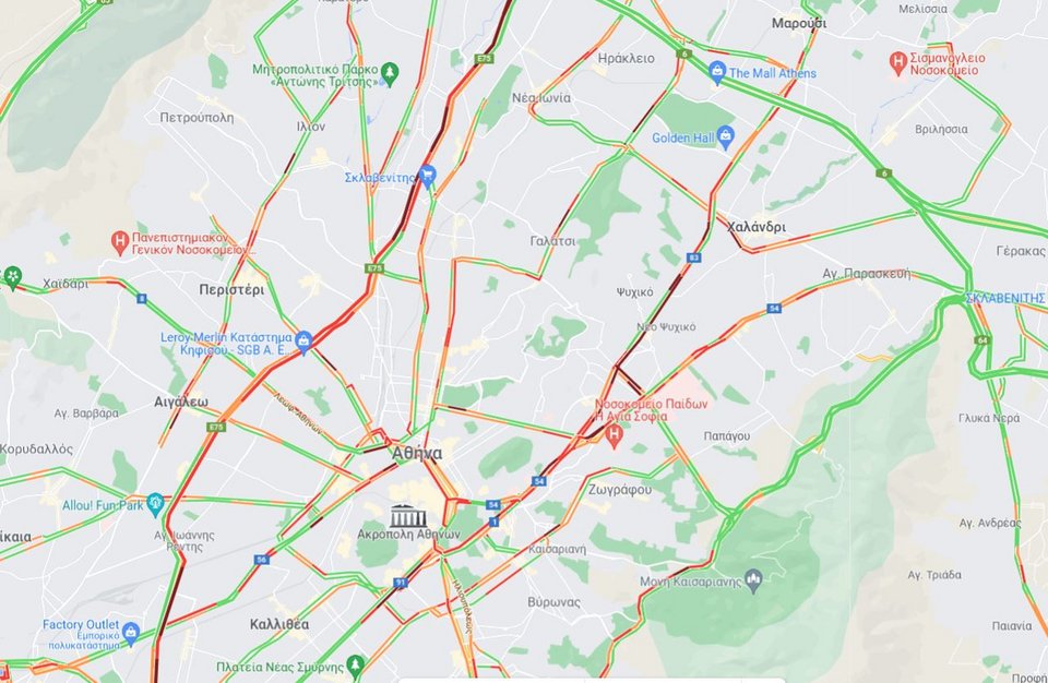 κίνηση στους δρόμους χάρτης 9/12