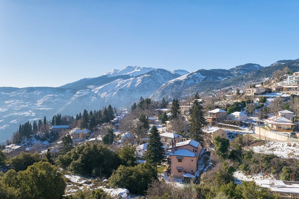 Κστά τους χειμερινούς μήνες τα Τρίκαλα Κορινθίας είναι συνήθως λευκά από το χιόνι/ Φώτο:Shutterstock