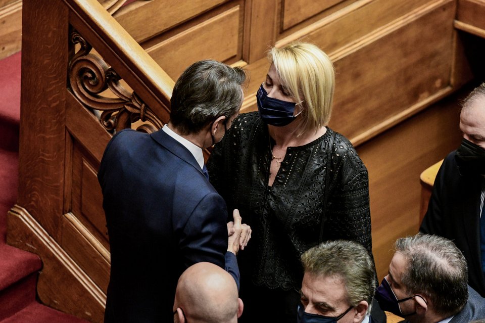 Ο Κυριάκος Μητσοτάκης συλλυπείται την Κατ. Μονογυιού - Φωτογραφία: Eurokinissi