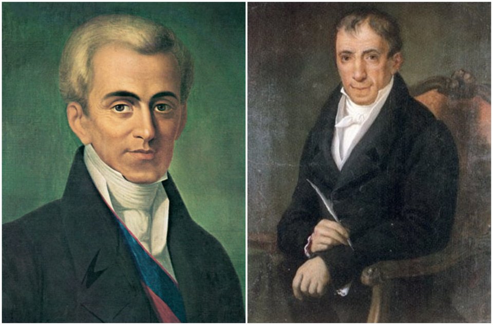 Ο Ιωάννης Καποδίστριας (αριστερά) και ο Αδαμάντιος Κοραής