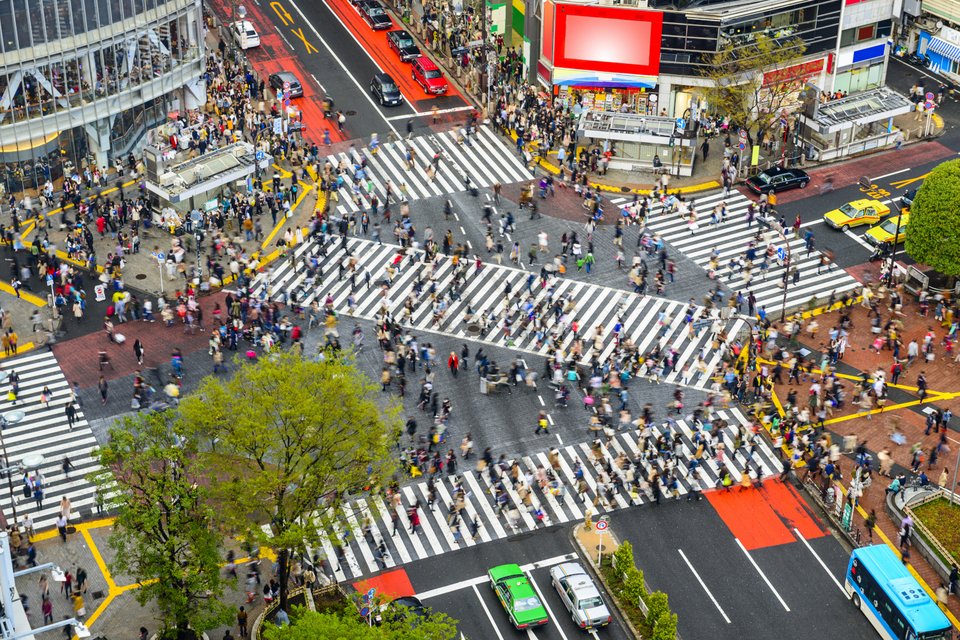 Τόκιο, Ιαπωνία άποψη της Shibuya Crossing, μια από τις πιο πολυσύχναστες διαβάσεις στον κόσμο