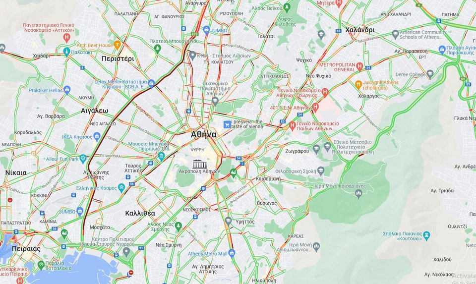 κίνηση στους δρόμους 24/3/2022