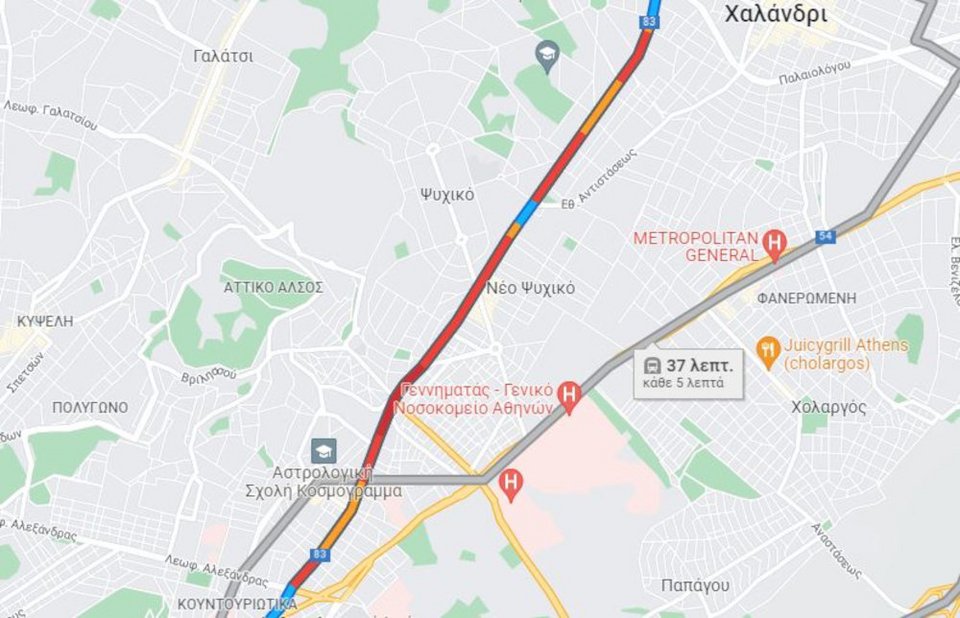 Η κίνηση στη λεωφόρο Κηφισίας