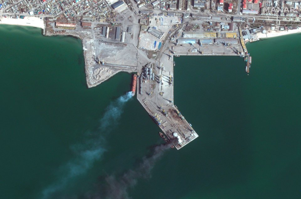 Satellite image ©2022 Maxar Technologies via AP