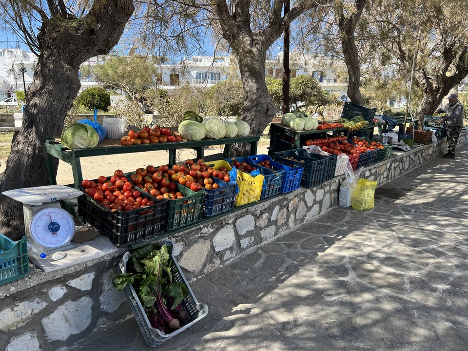 Το νησί φημίζεται για τα μποστάνια του και τα ολόφρεσκα λαχανικά που μπορείς να αγοράσεις από τα υπαίθρια μανάβικα σε κάθε χωριό - Φωτογραφία: Νίκη Μηταρέα
