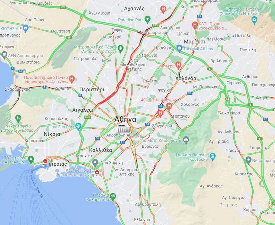 Η κίνηση στους δρόμους στις 10:00