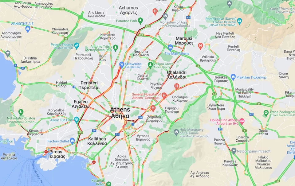 κίνηση στους δρόμους 15/4/2022