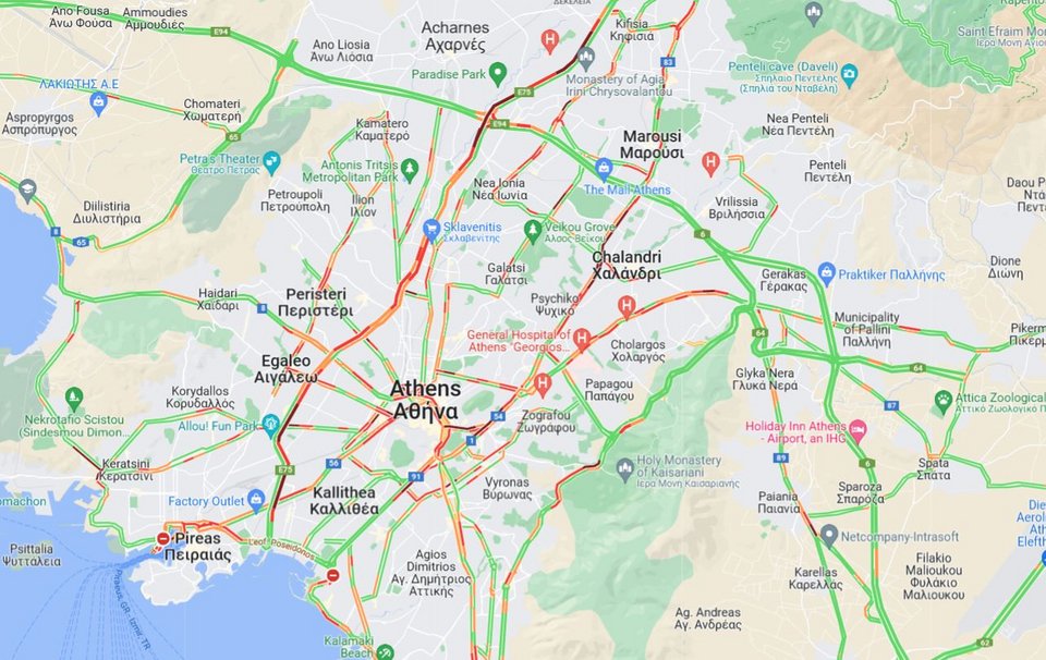 κίνηση στους δρόμους 15/4/2022