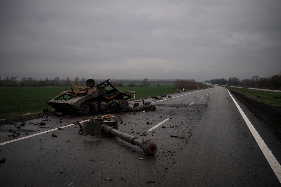 Κατεστραμμένη μονάδα πυροβολικού Ουκρανία