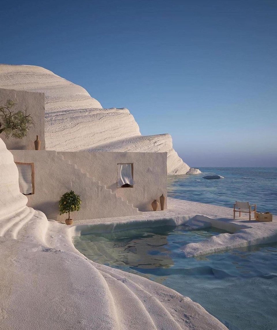 Η Μεσόγειος, η βραχωδης ακτή Scala dei Turchi και η φαντασίωση ενός σπιτιού πάνω στη θάλασσα έβαλε φωτιά στο Instagram κάνοντας viral τη Villa Saraceni - Courtesy of Riccardo Fornoni
