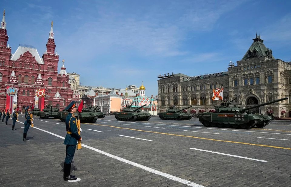 Στιγμιότυπο από πρόβα της παρέλασης για την 9η Μαϊου στην Κόκκινη Πλατεία της Μόσχας