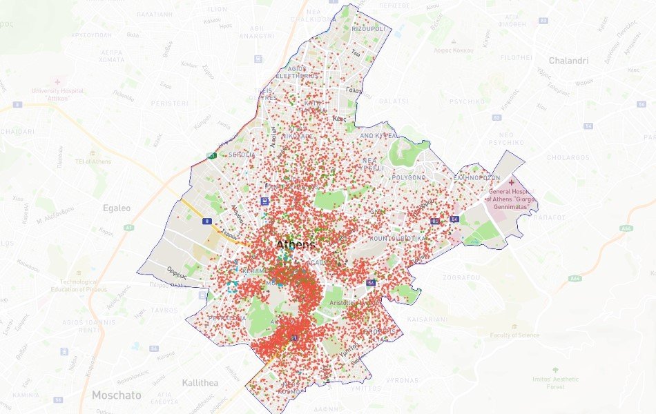 airbnb ακίνητα στην αθήνα σε χάρτη
