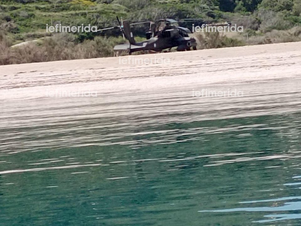Αποκλειστικές φωτό του ελικοπτέρου Απάτσι που έκανε αναγκαστική προσγείωση στην Εύβοια